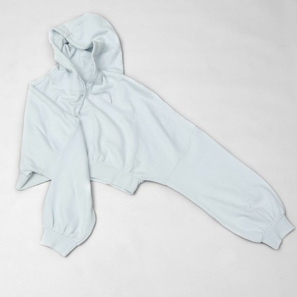 NWT OAK+FORT Cropped Powder Blue Hoodie - Picture 5 of 6